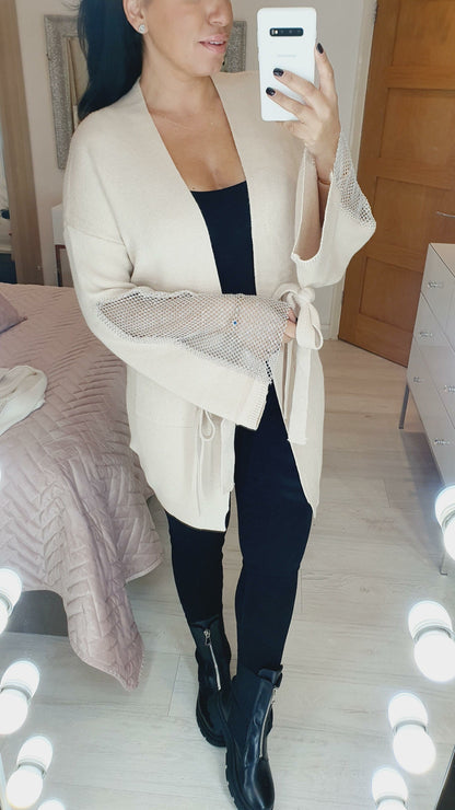 Krystali Diamante Bell Sleeve Super Soft Knit Cardigan