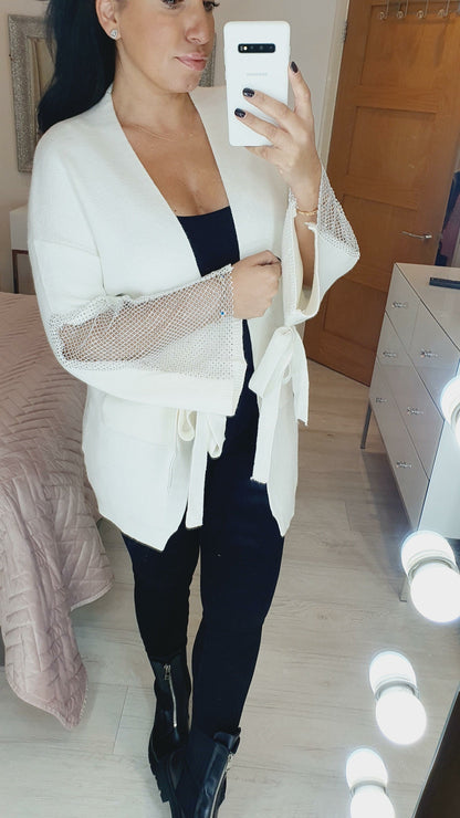 Krystali Diamante Bell Sleeve Super Soft Knit Cardigan