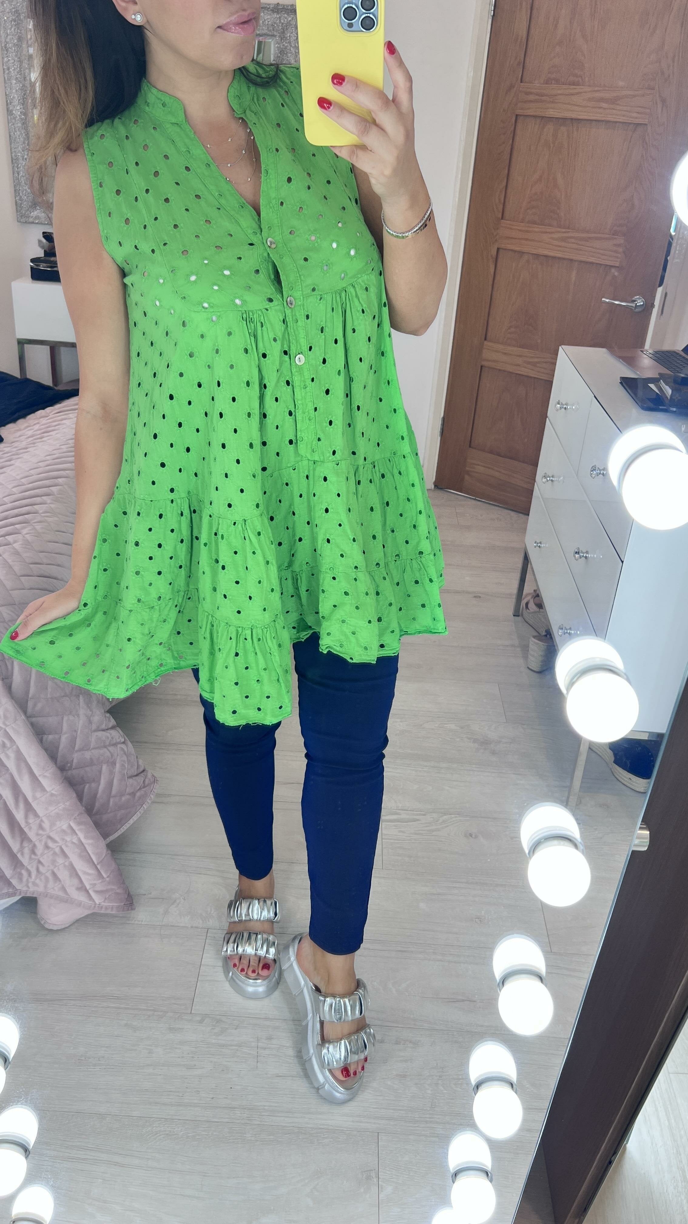 Kyle Longline Broderie Peplum Top