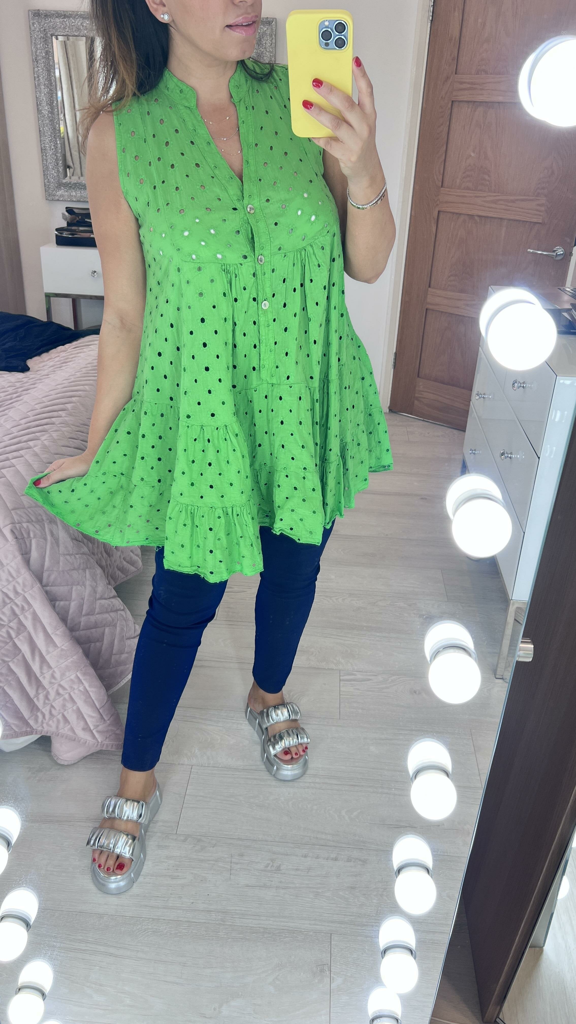 Kyle Longline Broderie Peplum Top