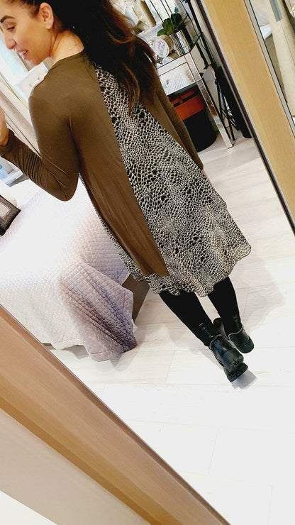 Lacie  Heart Print Chiffon Back Detailed Dipped Hem Top