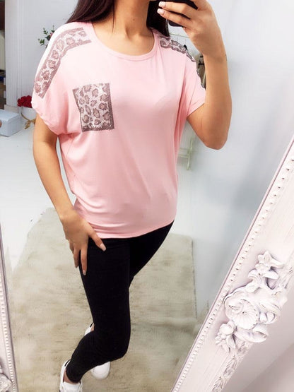 Laura Studded Leopard Print T-shirt