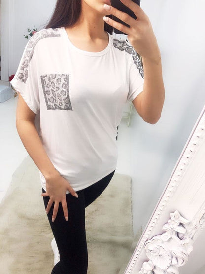 Laura Studded Leopard Print T-shirt