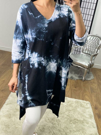 Lavine Tie Dye Curve Dipped Hem Sweatshirt