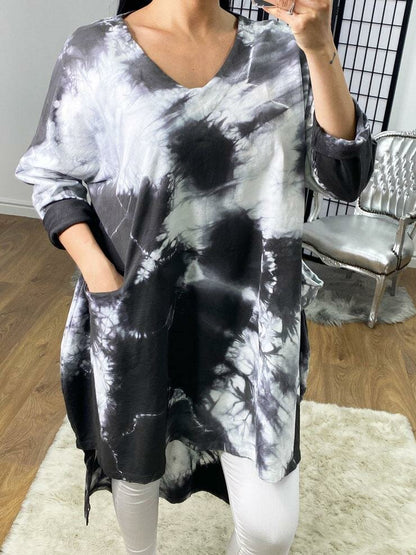 Lavine Tie Dye Curve Dipped Hem Sweatshirt