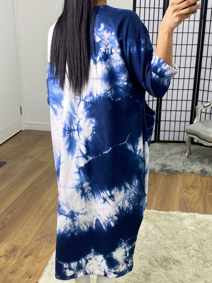 Lavine Tie Dye Curve Dipped Hem Sweatshirt