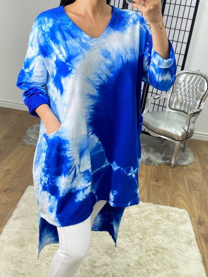 Lavine Tie Dye Curve Dipped Hem Sweatshirt