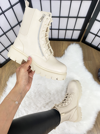 Leah Lace Front Biker Boots