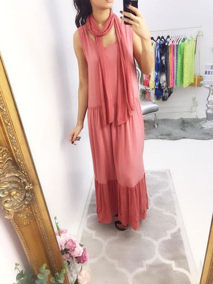 Lee Two Piece Scarf Maxi Dress