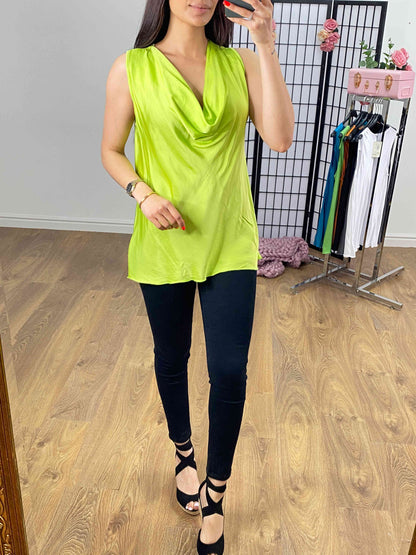 Lilibet Satin Cowl Neck Top