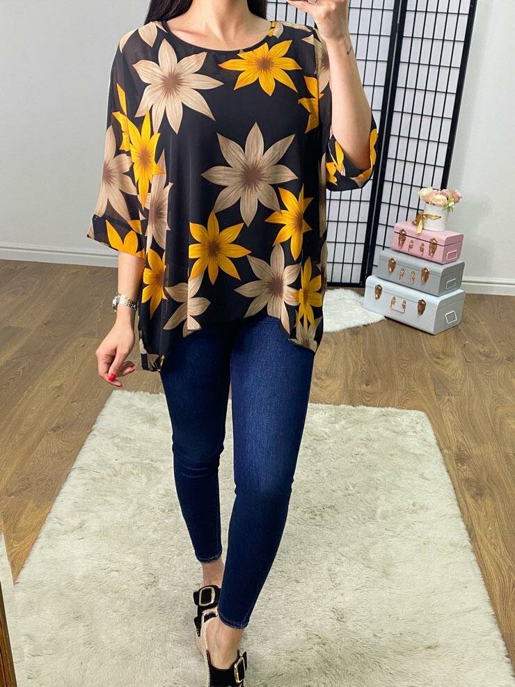 Lolita Sunflower Print Oversized Top