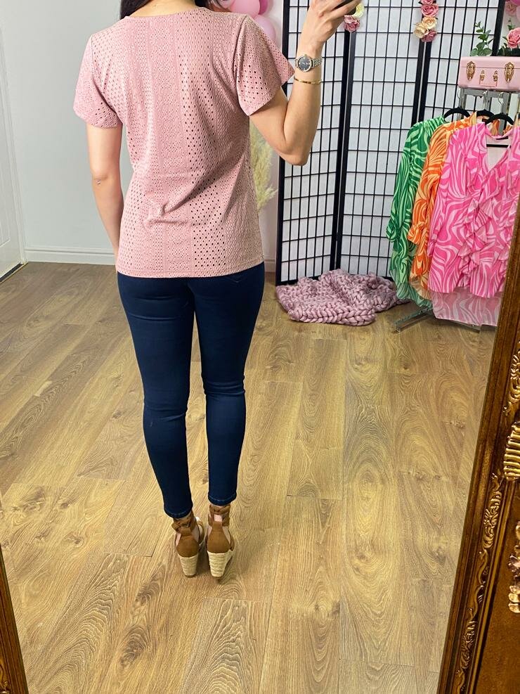 Lotus Blush Broderie Cap Sleeve Top