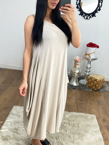 Luanna Oversized Drape Side Sleevless Jersey Dress