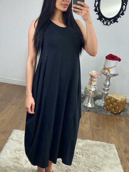 Luanna Oversized Drape Side Sleevless Jersey Dress