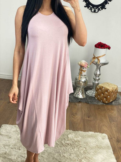 Luanna Oversized Drape Side Sleevless Jersey Dress