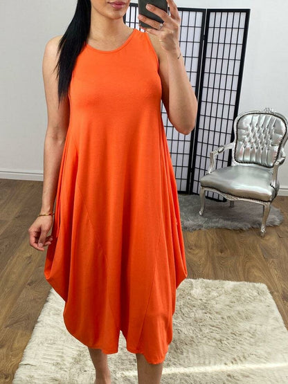 Luanna Oversized Drape Side Sleevless Jersey Dress