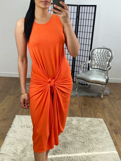 Luanna Oversized Drape Side Sleevless Jersey Dress