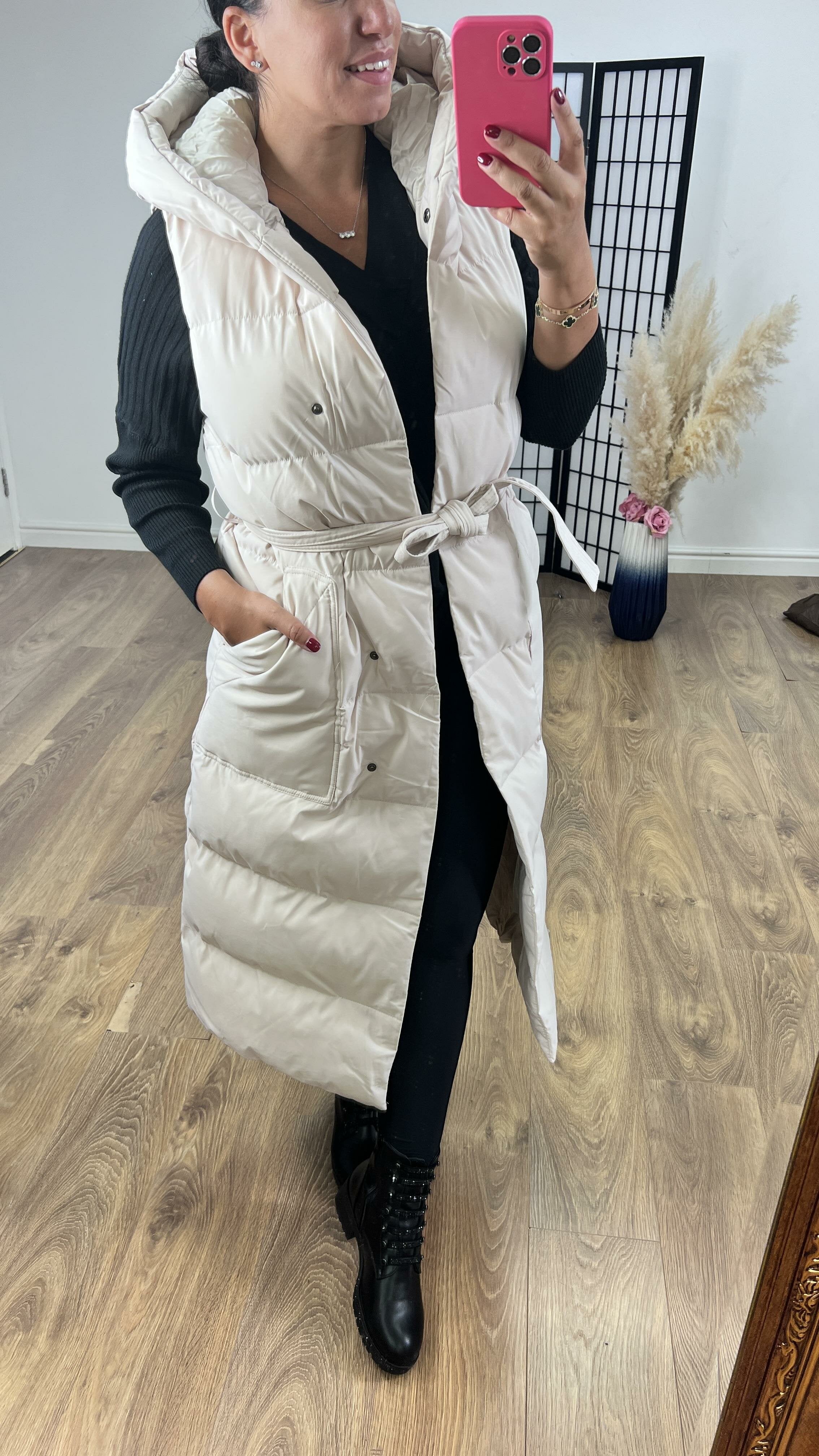 Lyla Cream Padded  Hooded Gilet