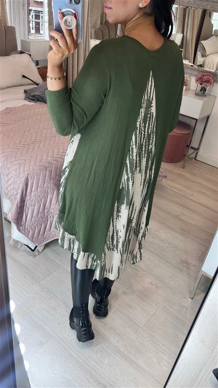 Lyra Abstract Print Chiffon Back Detailed Dipped Hem Top