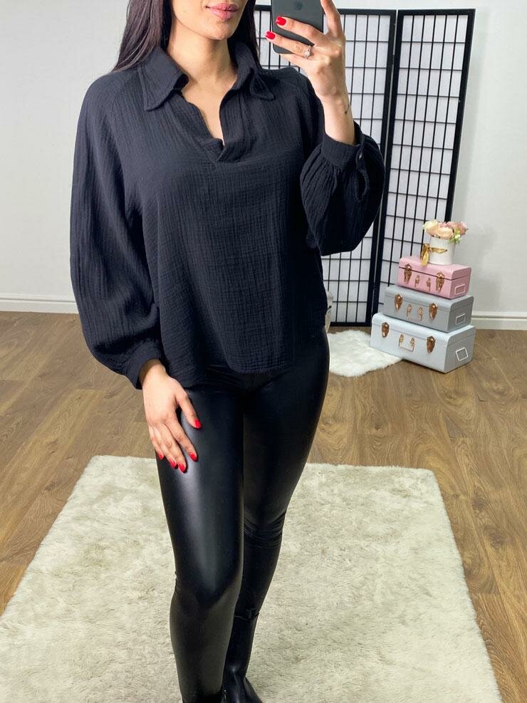 Maddox Cheesecloth V-Neck Blouse