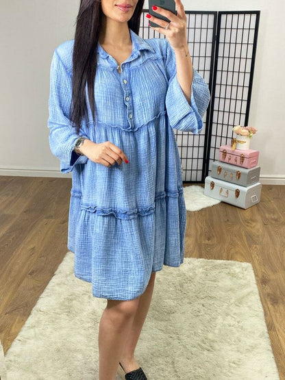 Maliyah Cheesecloth Tiered Smock Dress