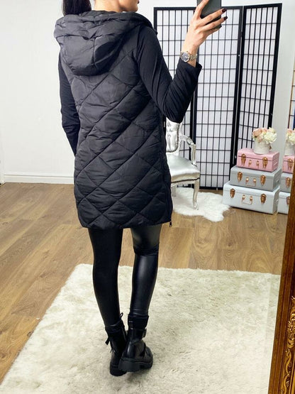 Marine Quilted Lightweight Hooded Gilet