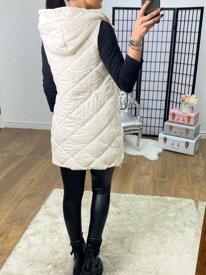 Marine Quilted Lightweight Hooded Gilet