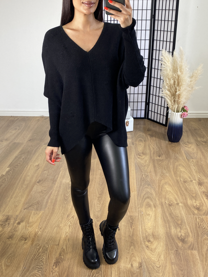 Martinez Plain Ribbed Dip Hem Jumper