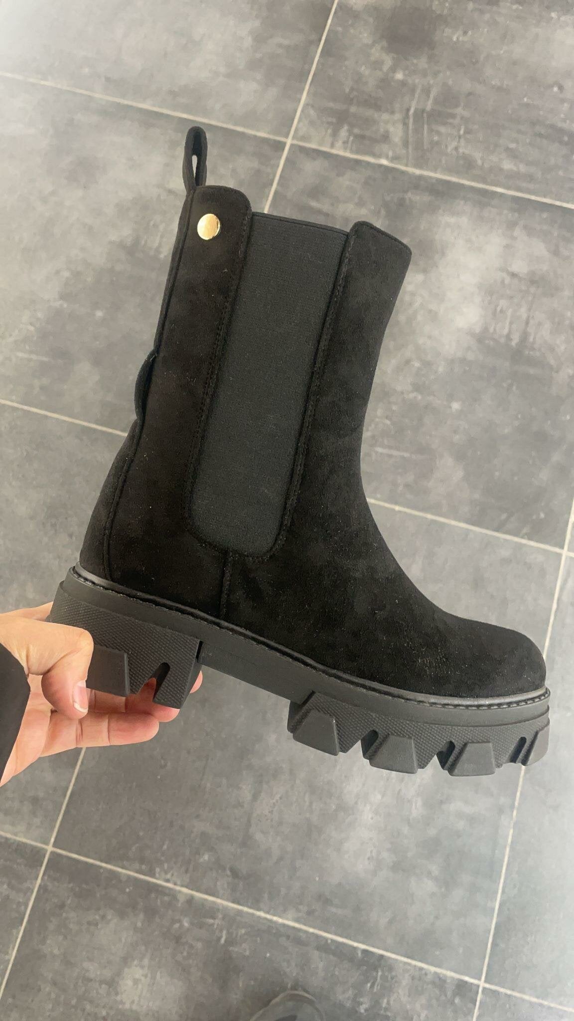 Matile Black Faux Suede Ankle Boots