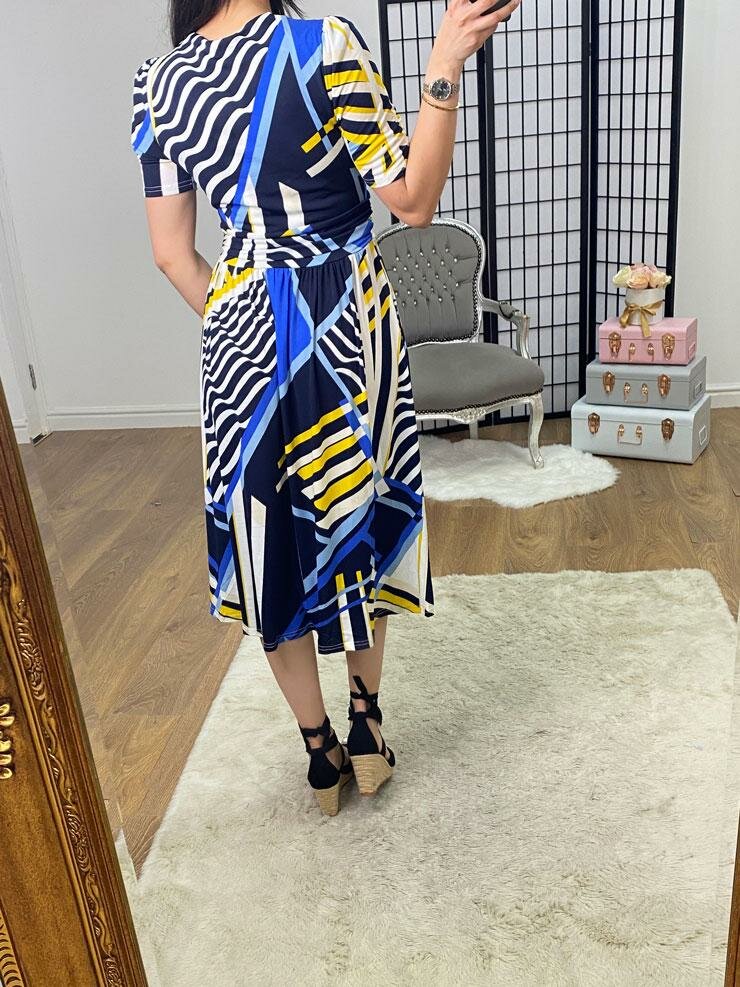 Meghan Abstract Print Wrap Effect Dress
