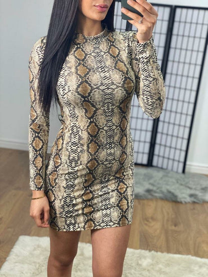 Meladie Fitted Snake Print Party Dress