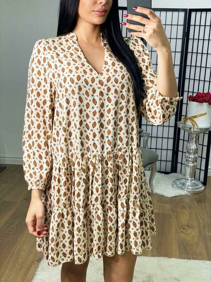 Melca Leaf Glitter Print Floaty Smock Dress