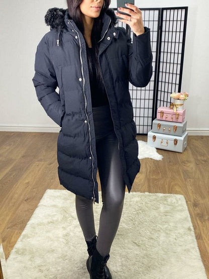 Melin Black Faux Fur Hooded Coat
