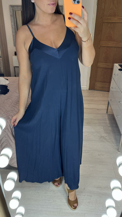 Melis Satin Edge Wide Leg Jumpsuit