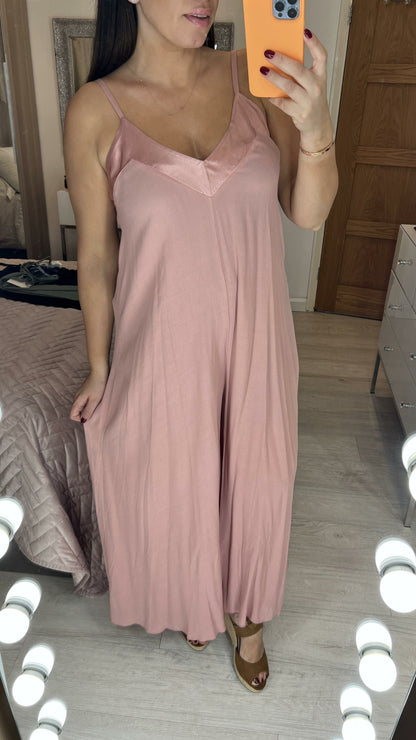 Melis Satin Edge Wide Leg Jumpsuit