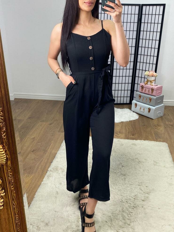 Mercy Plain Button Front Belted Jumpsuit