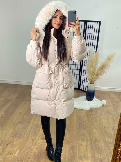 Merlot Beige Padded Toggle Waist Coat