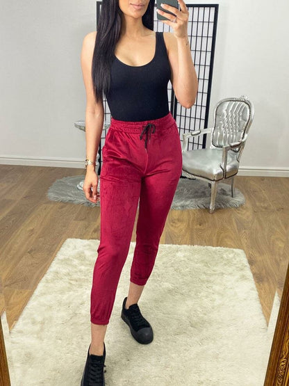 Mirandah Velvet Plain Super Soft Elasticated Joggers