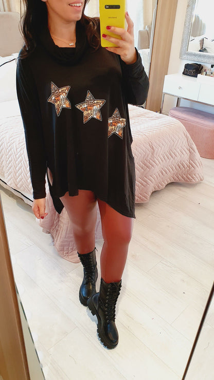 Moritz Oversized Animal Print Strap Detailed Roll Neck Thin Knit