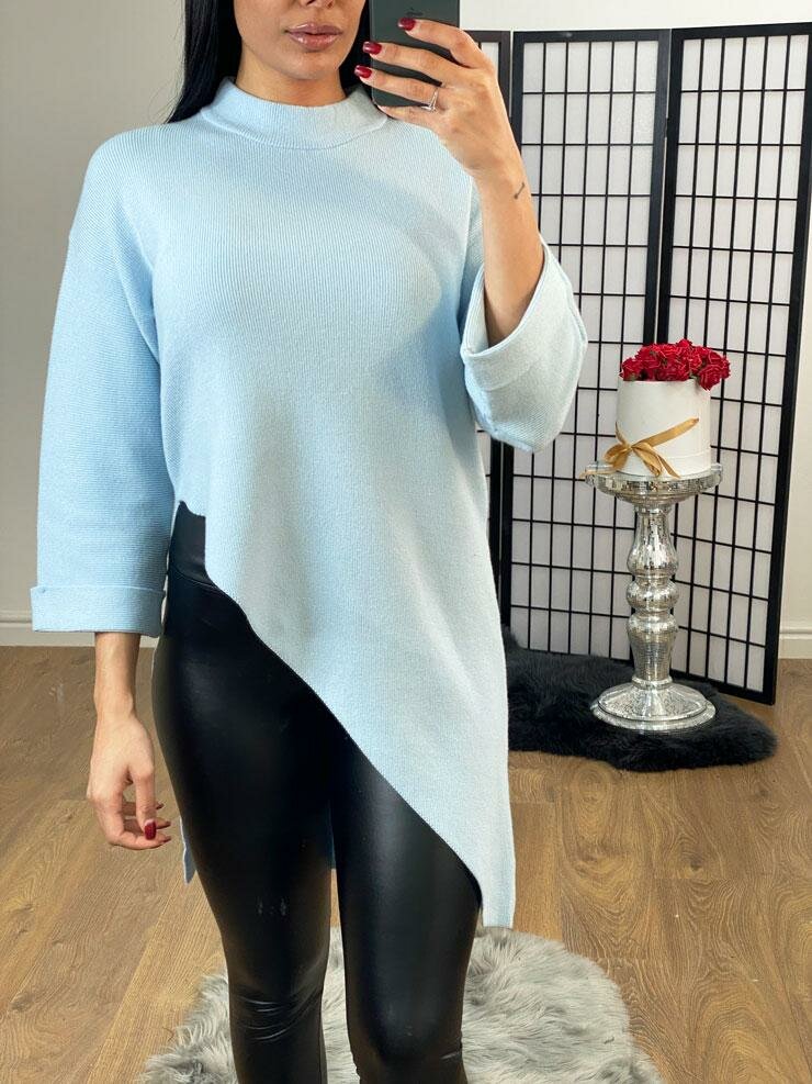 Naideem Asymmetric Ribbed Knitted Turtle Neck Jumper
