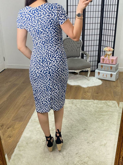 Naomina Blue Textured Shift Dress