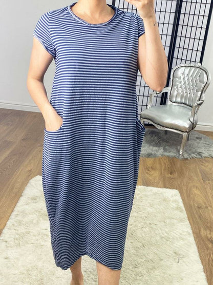 Ashanti Stripe Midi Pocket Dress