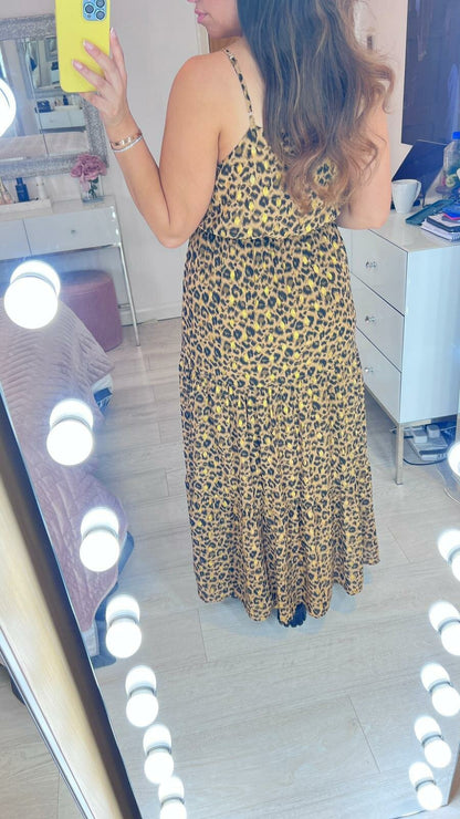 Neyo Tiered Hem Leopard Print Maxi Dress