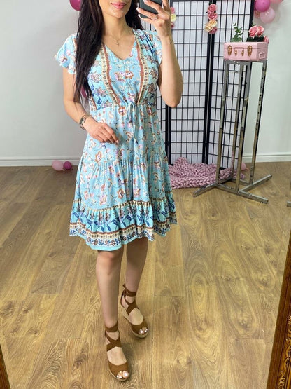 Nezrin Paisley Print Frill Hem Dress