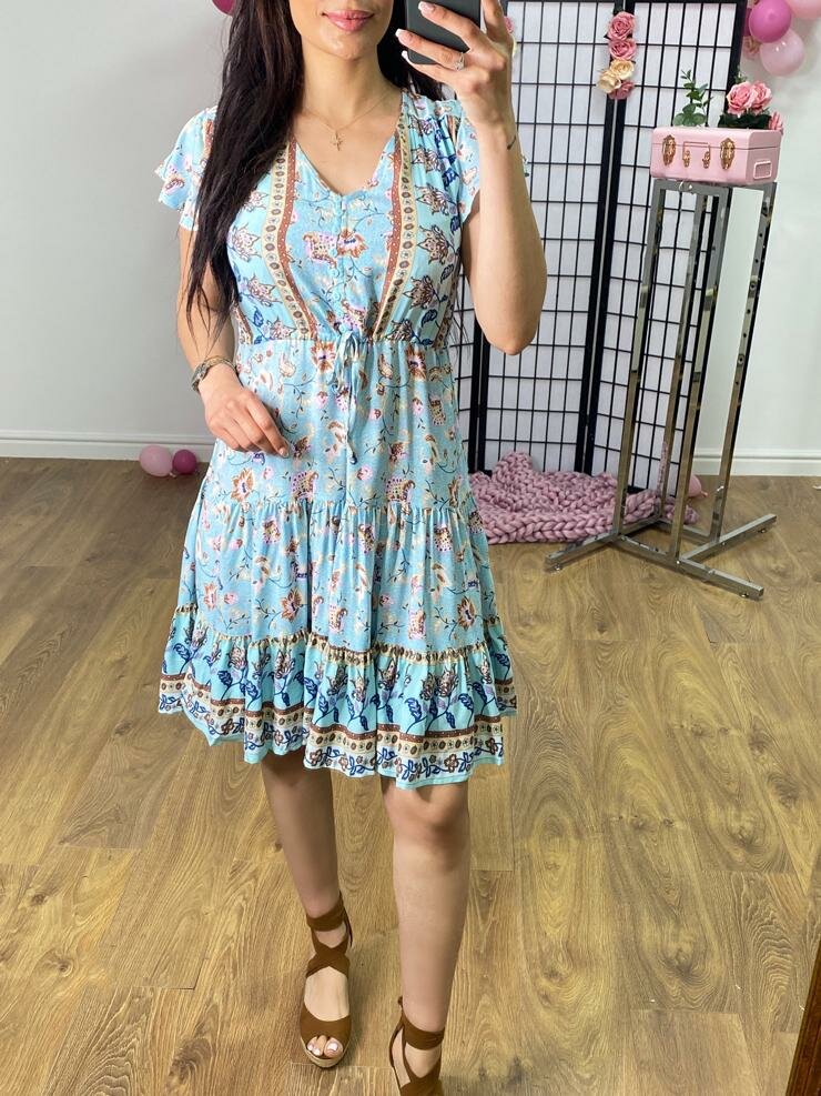 Nezrin Paisley Print Frill Hem Dress