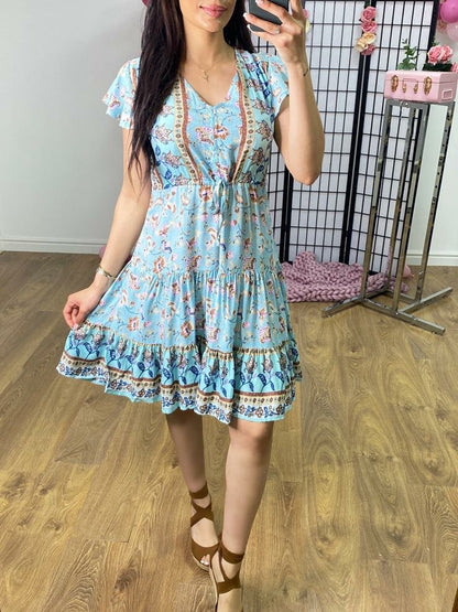 Nezrin Paisley Print Frill Hem Dress