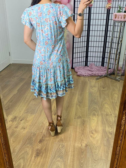 Nezrin Paisley Print Frill Hem Dress