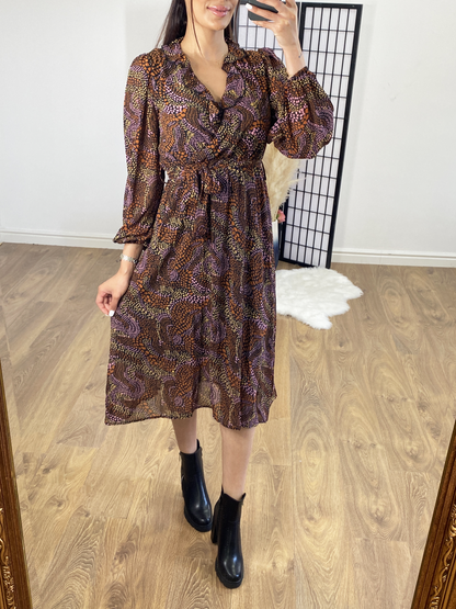 Nina Mosaic Print Wrap Effect Dress