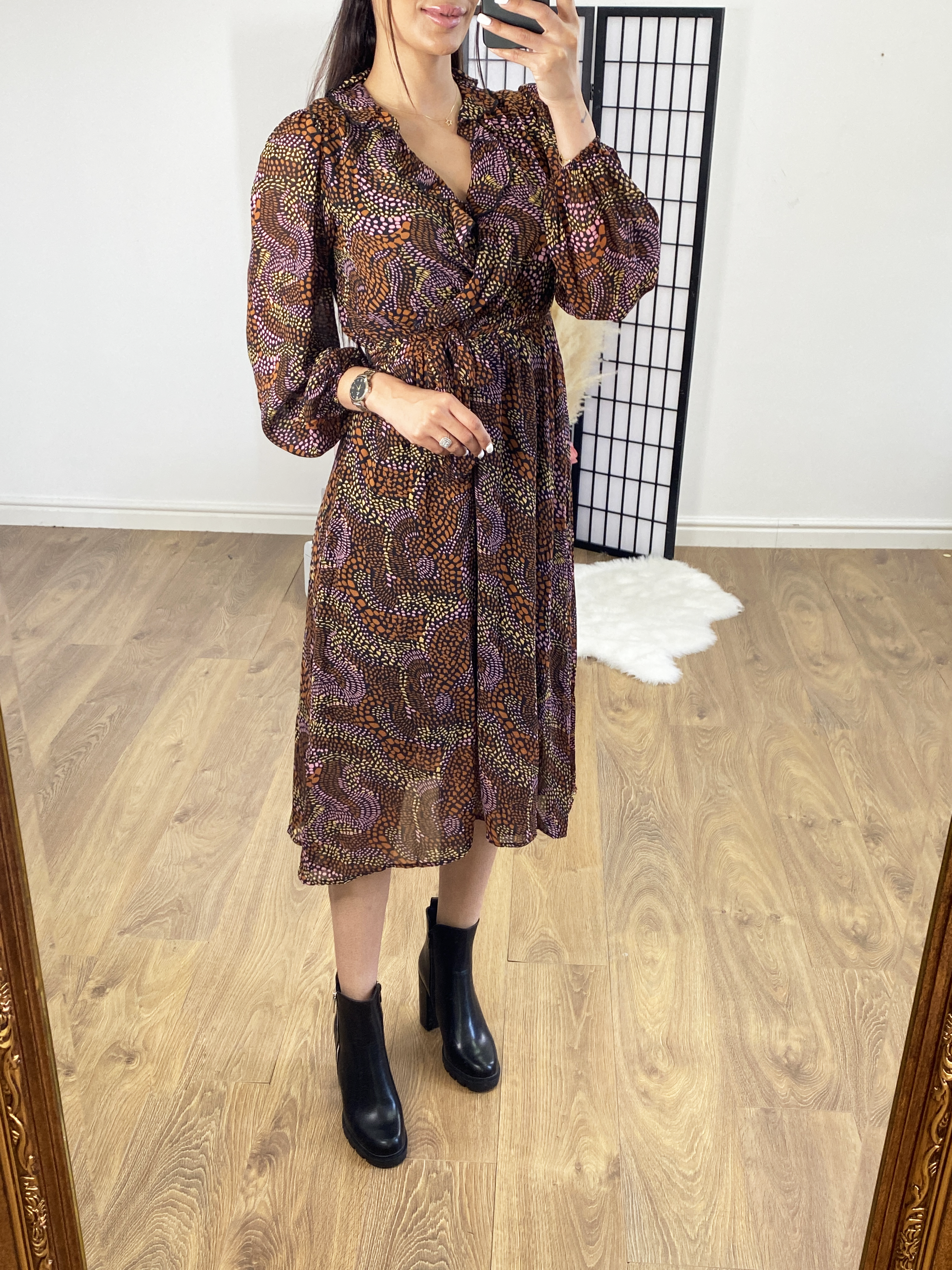 Nina Mosaic Print Wrap Effect Dress