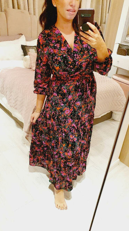 Nora Floral Print Tie Waist Maxi Dress